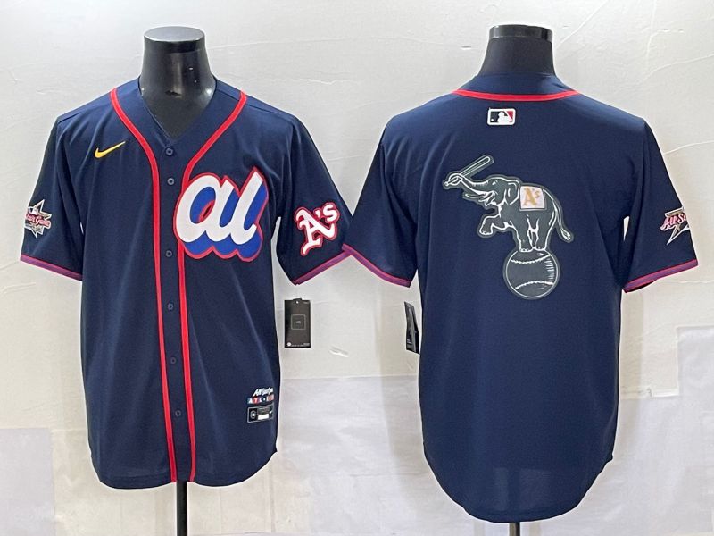 Men 2025 Oakland Athletics Blank Drak Blue All star Nike MLB Jersey style 02